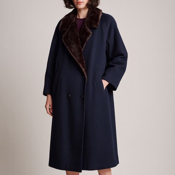 Vintage Casual Corner Wool Coat with Faux Fur Trim - Picture 1 of 8